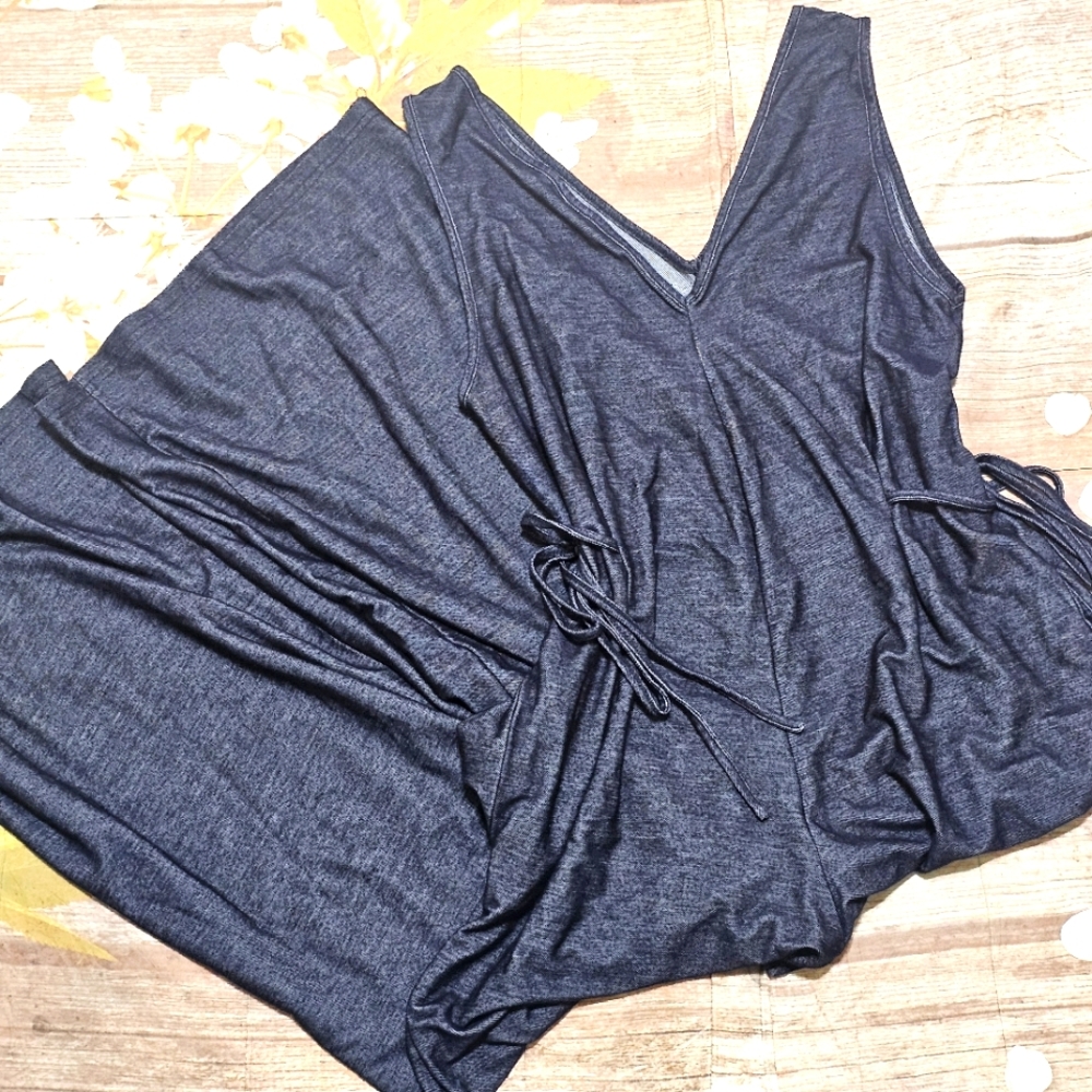 Simple Stylish Dark Blue V-Neck Dress